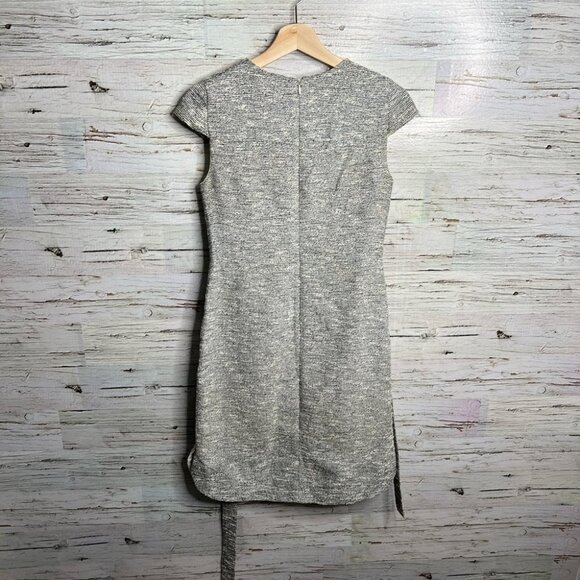 J. CREW Belted Dress Black  White Tweed gray size 0 - Picture 8 of 9